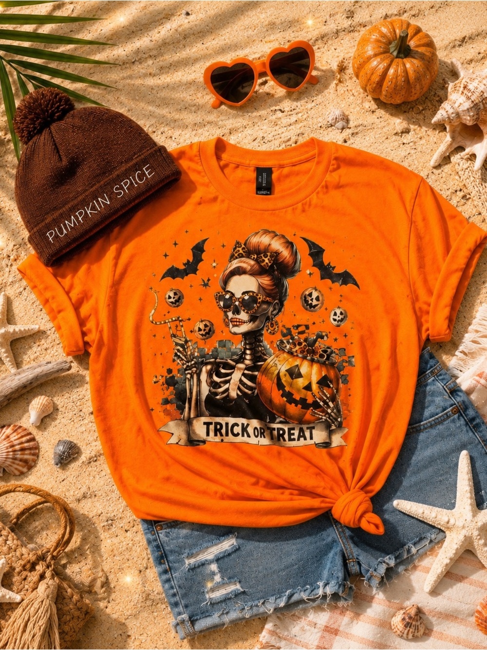 Summerween'Trick or Treat' Orange Graphic Tee
